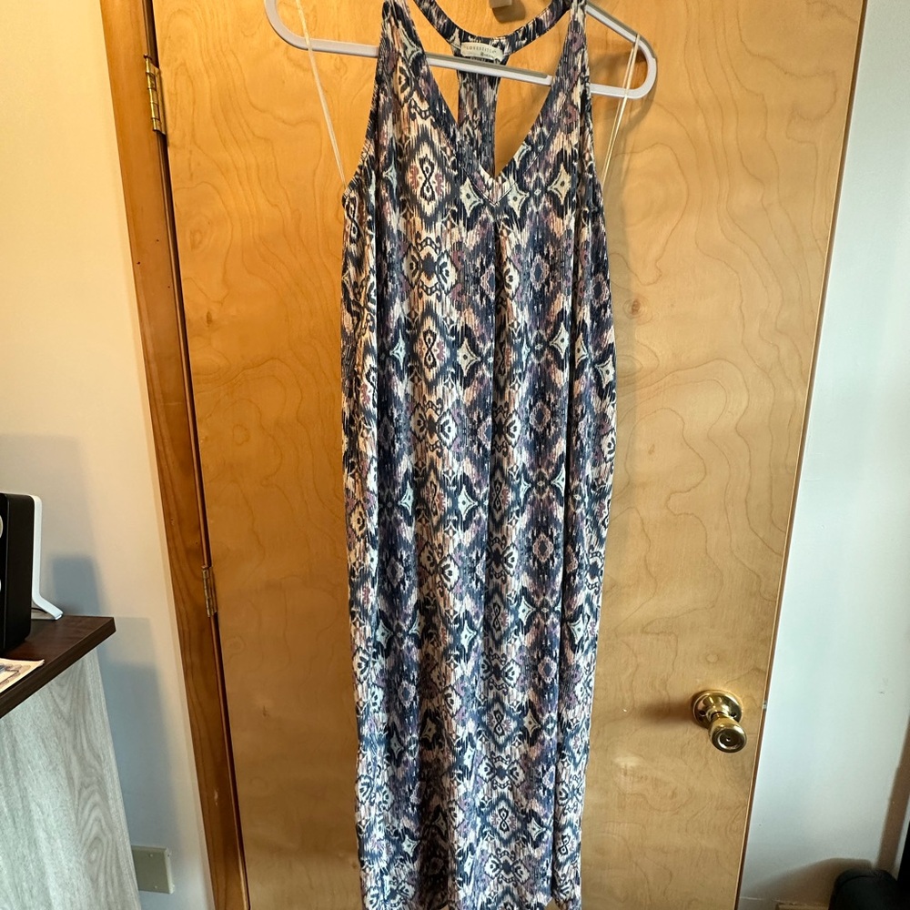 Women’s Blue Multicolor Lovestitch Racerback Maxi Dress with Pockets Size Medium